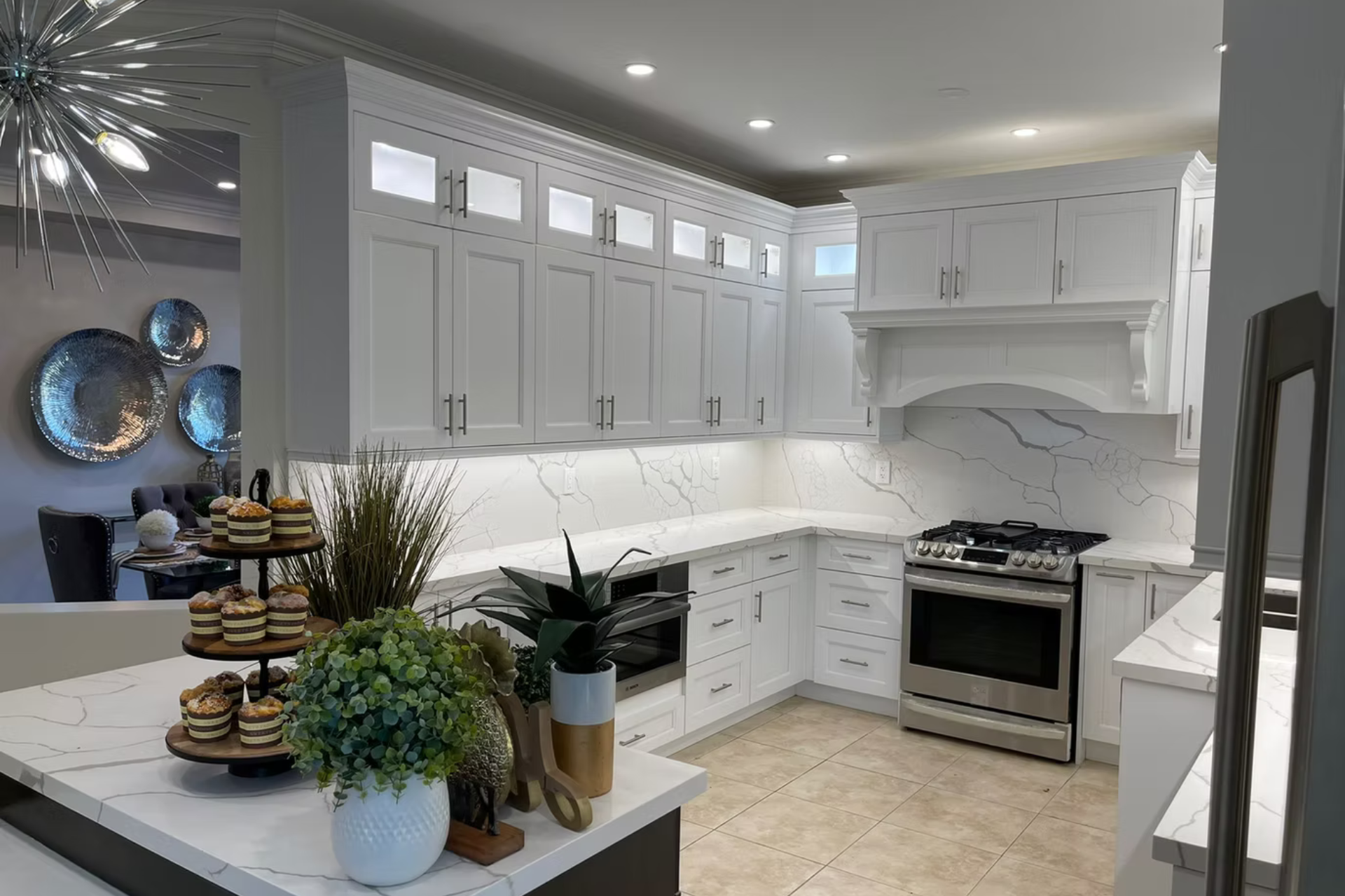 Elegant White Kitchen with Accents