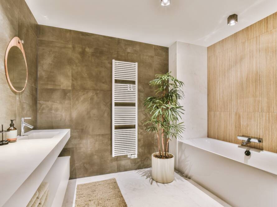 Interior of modern bathroom with sink